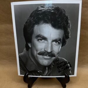 Signed Vintage Black & White Tom Selleck Headshot  Mustache To Karen:
